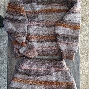 Zara Kids Striped Crew & Scoop Neck Sweater with Matching Skirt